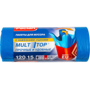Мешки для мусора PACLAN MULTITOP 120л,ПВД, 24мкм,15шт./рул.70x110см